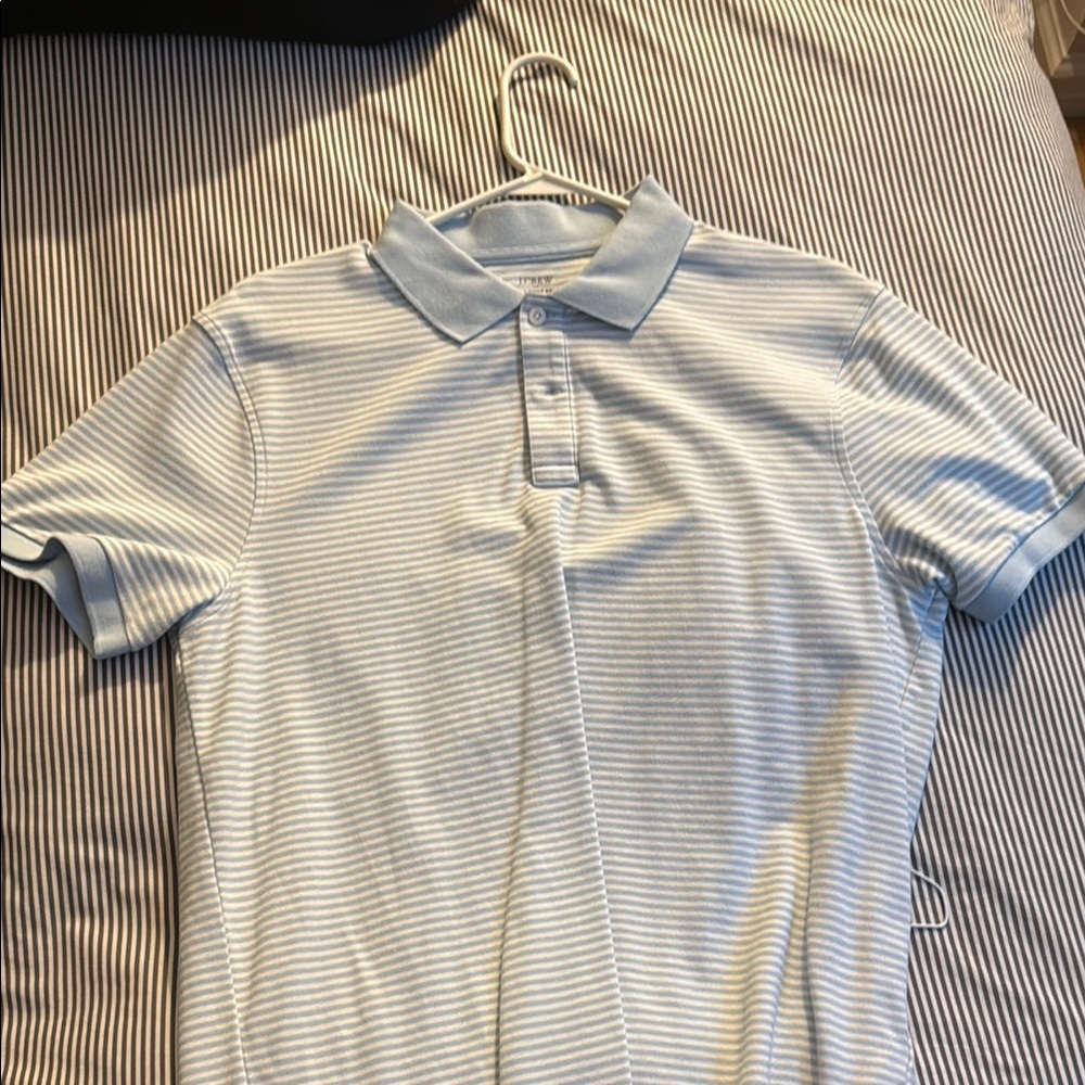 J. Crew Blue and White Polo Shirt Lightweight Casual